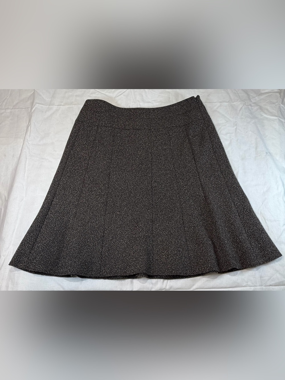 ANTONIO MELANI Brown Herringbone A-Line Skirt